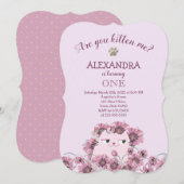 Schattigee kat meisje verjaardag kaart (Voorkant / Achterkant)