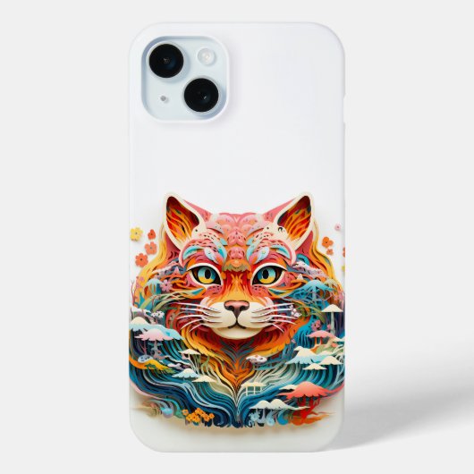 Schattigee kat met bloemenknipsel Case-Mate iPhone case (Achterkant)