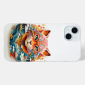 Schattigee kat met bloemenknipsel Case-Mate iPhone case (Achterkant (horizontaal))