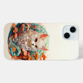 Schattigee kat met bloemenknipsel Case-Mate iPhone case (Achterkant (horizontaal))
