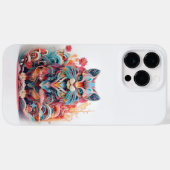 Schattigee kat met bloemetjes 3D papier knipsel Case-Mate iPhone Case (Achterkant (horizontaal))