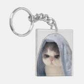 Schattigee kat met deken sleutelhanger (Voorkant Links)