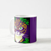 Schattigee kat met een Mardi Gras Mask Koffiemok (Voorkant links)