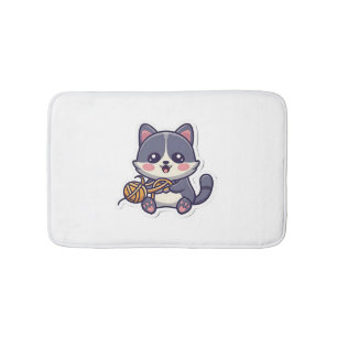 Schattigee kat met garen Classic T-shirt Badmat