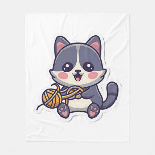 Schattigee kat met garen Classic T-shirt Fleece Deken