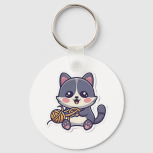 Schattigee kat met garen Classic T-shirt Sleutelhanger