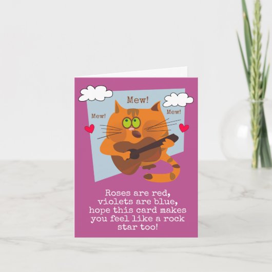 Schattigee kat met gitaarmuziekleraar Bedankt (Voorkant)