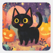 Schattigee kat met Jack-o’-Lanterns - Sticker Blad (Voorkant)