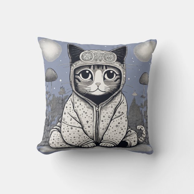 Schattigee kat met pyjama kussen (Voorkant)