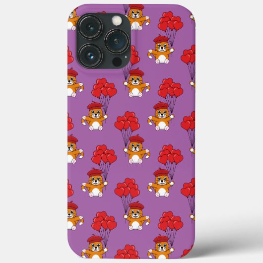 Schattigee kat met rode hartballonnen Case-Mate iPhone case (Achterkant)