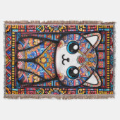 Schattigee kat met traditionele patrooncharme deken (Voorkant)