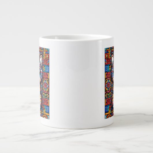 Schattigee kat met traditionele patrooncharme extra grote beker (Voorkant)