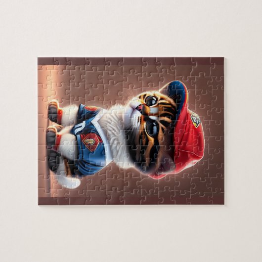 Schattigee kat met voetbalteam T Shirt Legpuzzel (Horizontaal)