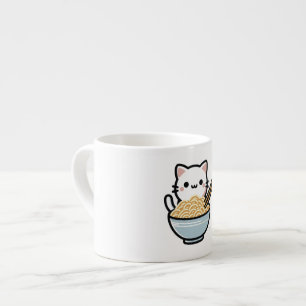 Schattigee kat met woknoedels Kawaii Animal Art Espresso Kop