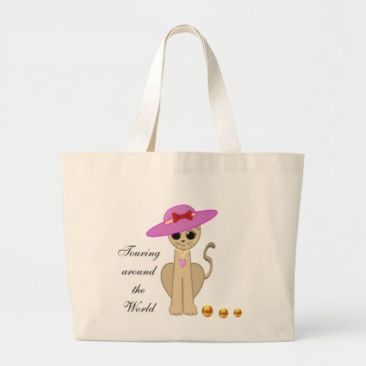 Schattigee kat met zon Pet Grote Tote Bag (Voorkant)
