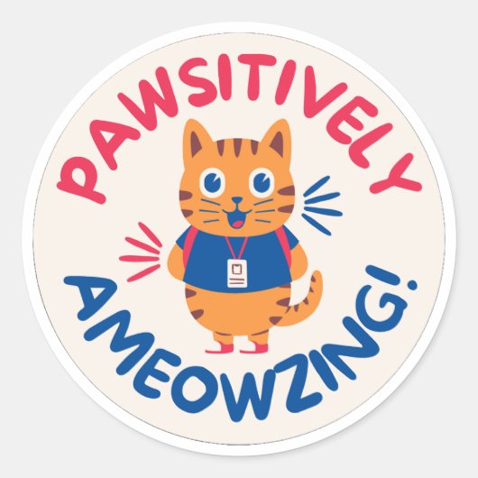 Schattigee kat Motivatie ronde sticker (Voorkant)