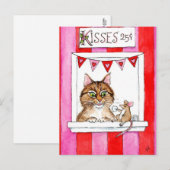 Schattigee kat, muis, kussen stand Valentijnse bri Feestdagenkaart (Voorkant / Achterkant)