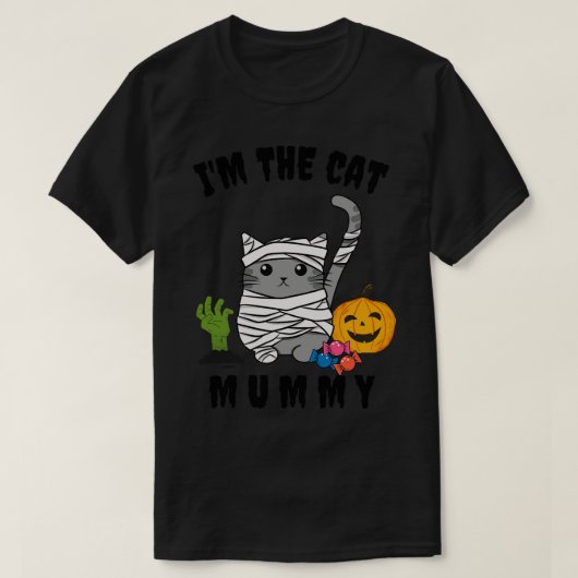Schattigee kat mummie kostuum t-shirt (Design voorkant)