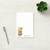 Schattigee kat op boekenstapel Leraar Naam Wit 4 x Post-it® Notes (Kantoor)