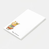 Schattigee kat op boekenstapel Leraar Naam Wit 4 x Post-it® Notes (Schuin)