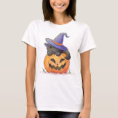 Schattigee kat op een pompoen Halloween | Shirts (Voorkant)