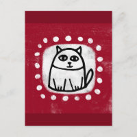 Schattigee kat op rood Briefkaart