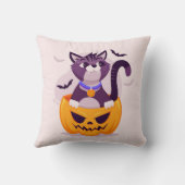 Schattigee kat op Spooky pompoen en Halloween vlee Kussen (Achterkant)