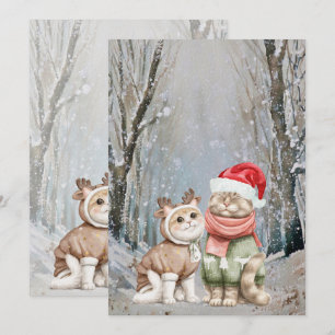 Schattigee Kat Paar Kerst Kaarten