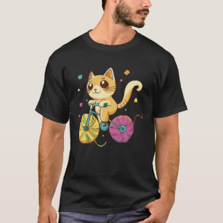 Schattigee kat rijden op een fiets met muurballen  t-shirt