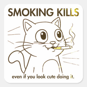 Schattigee kat - Roken doodt grappig antirookontwe Vierkante Sticker