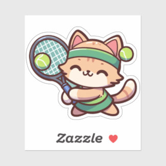 Schattigee kat spelen tennis - 02 sticker