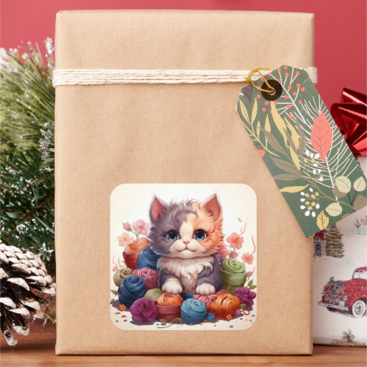 Schattigee kat  sticker (Feestdagen)
