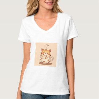 Schattigee Kat t-shirt Koffiethee