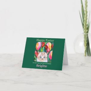 Schattigee Kat Tekst en naam Special Easter Kaart