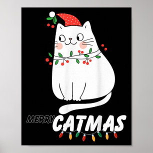 Schattigee Kat Vrolijk Kerstfeest Kat Liefhebbers Poster