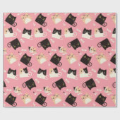 Schattigee kat wrapping papier roze (Vlak)
