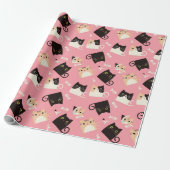 Schattigee kat wrapping papier roze (Uitgerold)