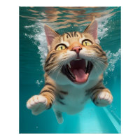 Schattigee Kat Zwemmen Duiken Onderwater in Zwemba