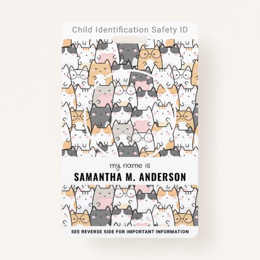 Schattigee Katten Aangepaste Moderne Foto Kind Ide Badge (Voorkant)