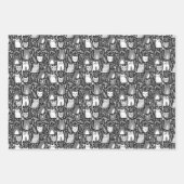 Schattigee Katten Botanische Bloemen Patroon Grijs Inpakpapier Vel (Voorkant 2)