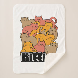 Schattigee Katten Design - Schattige Cat Art Sherpa Deken