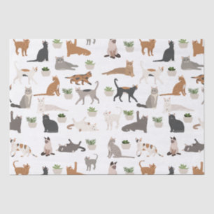 Schattigee katten en huis Planten Decoupage Tissuepapier