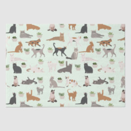 Schattigee katten en huis Planten Decoupage Tissuepapier