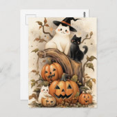 Schattigee katten en Kittens op Halloween pompoene Briefkaart (Voorkant / Achterkant)