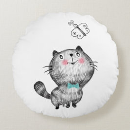 Schattigee katten en vlinders rond kussen