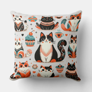 Schattigee katten Folk Art Type Kussen gooien