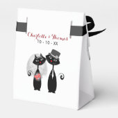 Schattigee Katten Hipster bruid en bruidegom Purrf Bedankdoosjes (Achterkant)