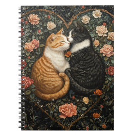 SCHATTIGEE KATTEN IN FLORAL HEART NOTITIEBOEK