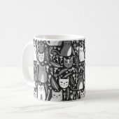 Schattigee Katten Leuk Bloemenkittenpatroon Zwart  Koffiemok (Voorkant links)