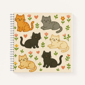 Schattigee katten met bloemen en harten - Schattig Notitieboek